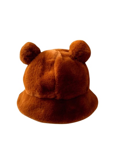 Uniquetrenders Kadın Sevimli Ayı Kulak Peluş Bucket Şapka Kahverengi