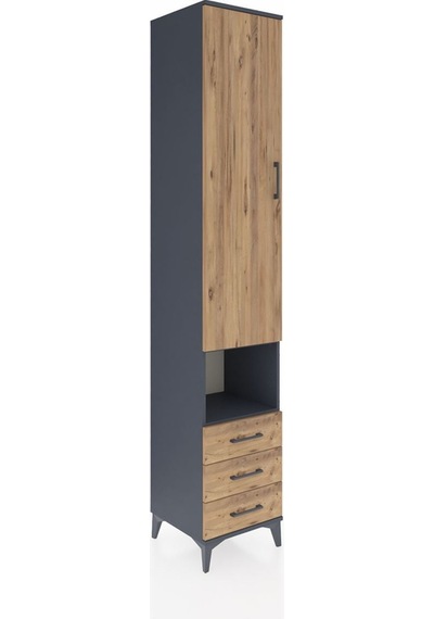 Hyperion Dolap 3 Raflı 3 Çekmeceli Tek Kapaklı 44x44x243 Antrasit-çam Antrasit