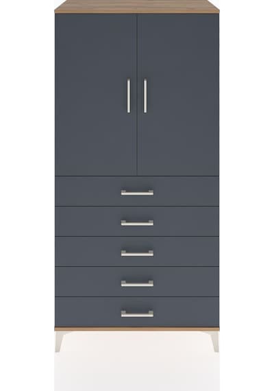 Hyperion Dolap Tek Raflı 5 Çekmeceli Tek Askılı 88x44x182 Çam-antrasit Atlas Çam