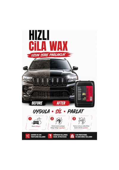 Autofresh Hızlı Cila Seramik Etkili Oto Parlatıcı Koruyucu Carnuaba Wax 5 Kg