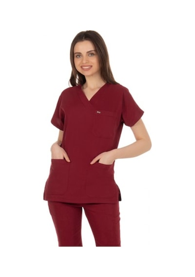 Unisex Likralı Bordo Doktor / Hemşire Forması