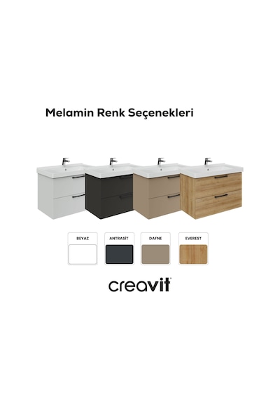 Creavit D20 80 Cm İki Çekmeceli Lav. Dlb. Antrasit Melamin Creavit D20 80 Cm İki Çekmeceli Lav. Dlb. Antrasit Melamin