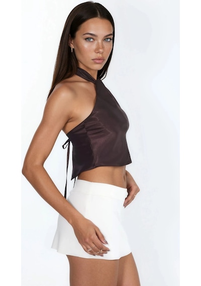 Hiccup Halter Yaka Bağlama Detaylı Top Kahve Kahvesi