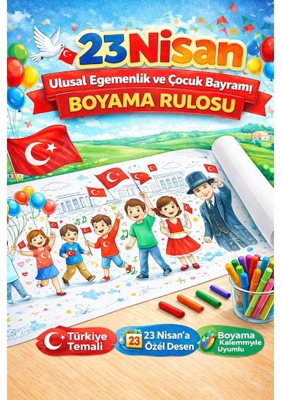 23 Nisan Ulusal Egemenlik Ve Çocuk Bayramı Boyama Rulosu