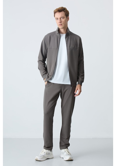 Tommy Life Koyu Gri Pamuklu Kalın Yumuşak Dokulu Comfort Fit Basic Erkek Eşofman Takım - 85260 Koyu Gri