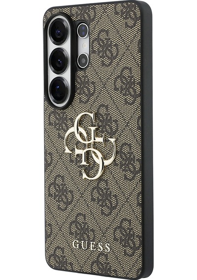 Galaxy S26 Ultra Uyumlu Kılıf Guess Lisanslı Pu Deri Büyük Metal Logo Dizaynlı Kapak Kahverengi