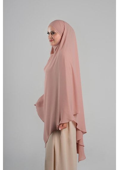 Hürrem Bone Yavruağzı Pratik Hazır Geçmeli Tesettür Eşarp Krep Bağcıklı Sufle Hijab 2313 35