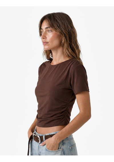 Koton Drape Detaylı Slim Fit Bisiklet Yaka Kısa Kollu Crop Tişört Kahverengi 6sak50066pk Kahve Koton Drape Detaylı Slim Fit Bisiklet Yaka Kısa Kollu Crop Tişört Kahverengi 6sak50066pk Kahve