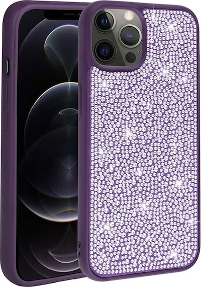 Kilifone - Apple Uyumlu iPhone 13 Pro Max - Kılıf Parlak Taşlı Tasarımlı Ston Kapak - Derin Mor