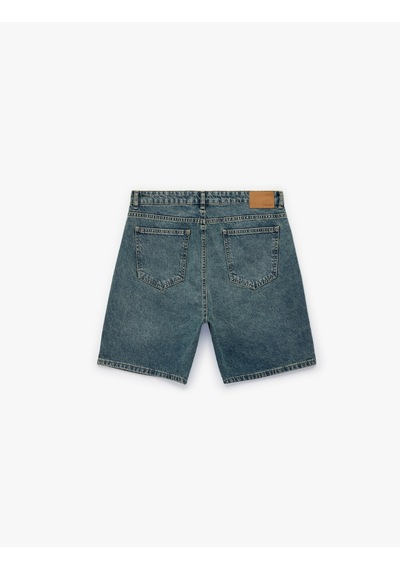 Koton Rahat Kalıp Pamuklu Bermuda Jean Şort Petrol 6sam40229nd