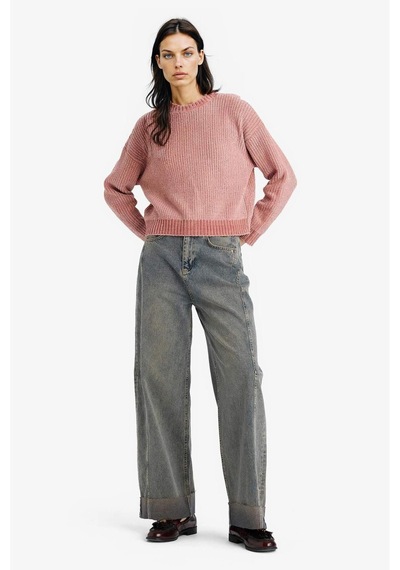Defacto Regular Fit Bisiklet Yaka Şönil Kazak C6227ax25cwpn450 Pembe-pn450