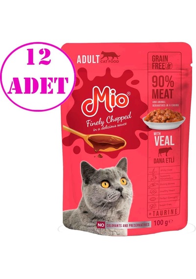 Mio Kedi Yaş Mama Dana Etli 100 Gr 12 Ad