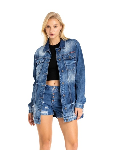 Wj211 Oversize Kadın Kot Ceket 001