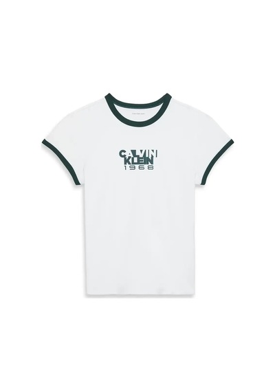 Calvin Klein Ss 1968 Graphıc Baby, Beyaz Kadın T-shirt