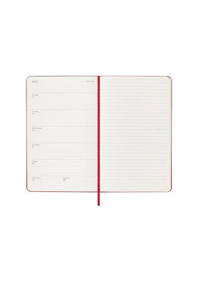 Moleskine 12 Ay Haftalık Ajanda L Boy 13x21 Cm Sert Kapak Kızıl Kırmızı Kırmızı