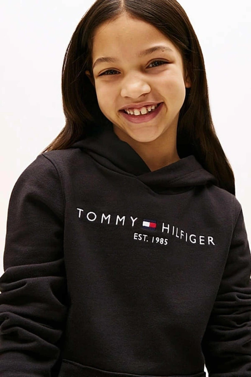 Tommy Hilfiger Unisex Çocuk Th Essential Hoodie Kapüşonlu Sweatshirt - Siyah-10984 Black