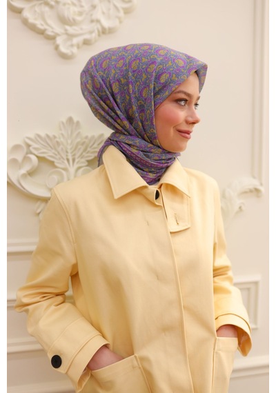 Silk Home Soft Eşarp 73077-03 Leylak, Sarı, Çelik Mavi