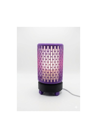 3d Tasarım Modern Silindir Gece Lambası - Dekoratif Masa Lambası - 24 Cm Mor/siyah