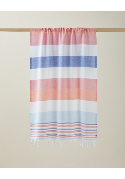 Teris Rejenere Çizgili Peştamal 80x150 Cm Mavi-turuncu