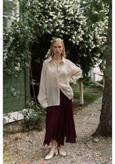 Mai Collection Mai Studios Co. Syaritta Oversize Bej Transparan Gömlek bej