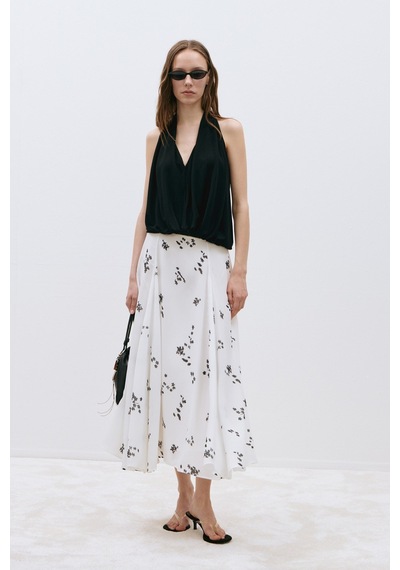 Suud Collection Siyah Nina Dökümlü Halter Top