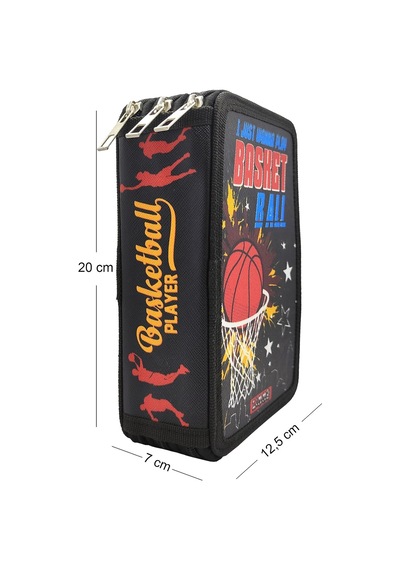 Xl Jumbo Model Basketbol Kalem Kutusu Organizer Kalemkutu 3 Bölmeli Kalemlik Siyah Genel
