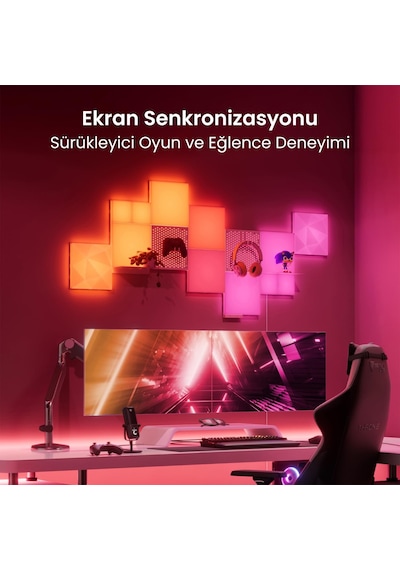 Nanoleaf Kare Blok Akıllı Rgbw Duvar Paneli Başlangıç Paketi App Kontrollü,10 Parça, Google Home, Al RGB