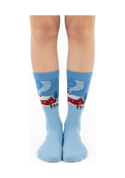 Gost Liria Winter Socks Desenli Unisex Soket Çorap Mavi