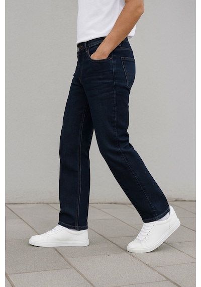 Cedy Denim Regular Fit Jean Martin Yüksek Bel Standart Kesim Esnek Kot Pantolon C336 Lacivert