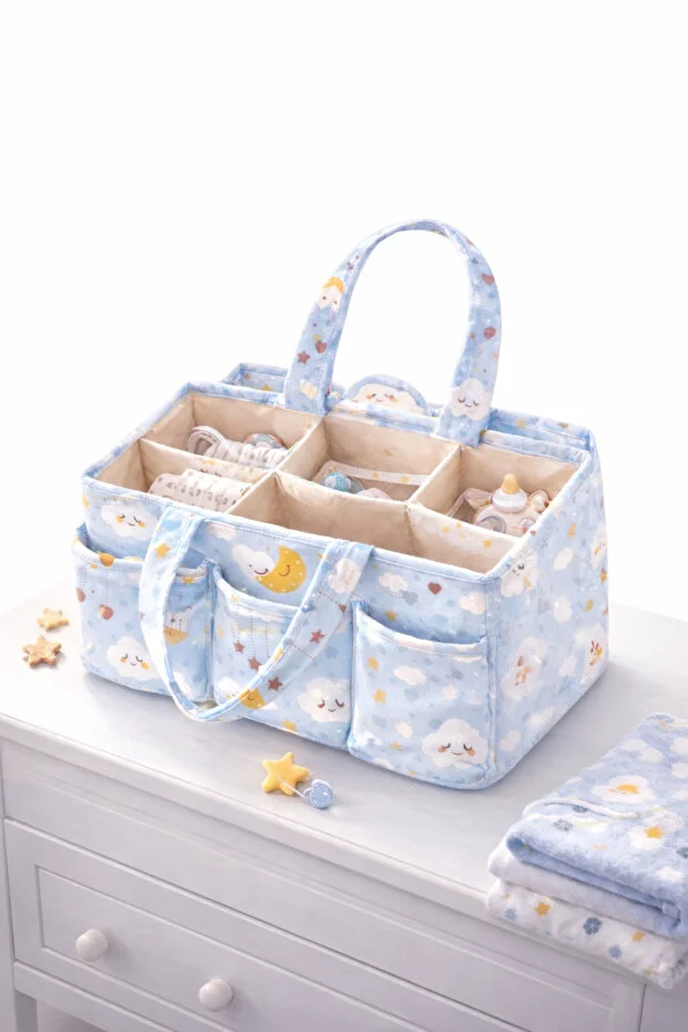 Lüx Premium Mavi Bebek Bakım Çantası I Anne Bebek Organizer Çok Bölmeli , Geniş Hacimli 30 X 20 X 21