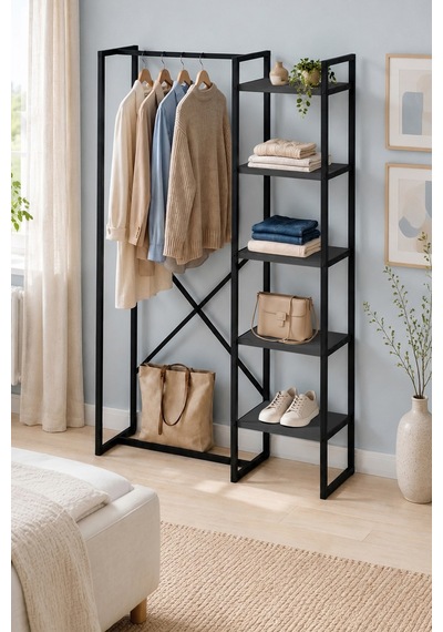 5 Raflı Metal Gardırop Metal Portmanto Açık Gardırop Elbise Dolabı Metal Askılık Vestiyer Loftix Antrasit 5 Raflı Metal Gardırop Metal Portmanto Açık Gardırop Elbise Dolabı Metal Askılık Vestiyer Loftix Antrasit