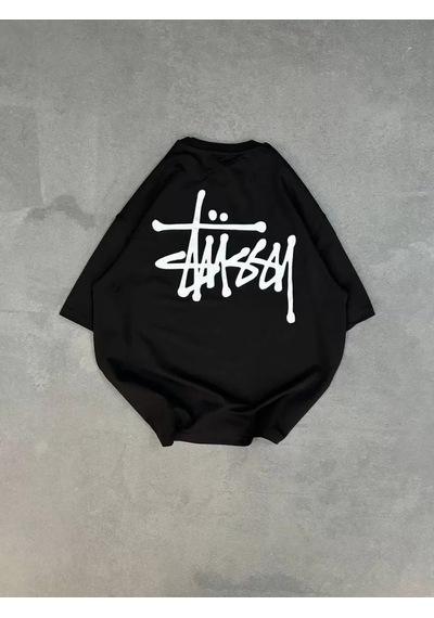 Baskılı Unisex Günlük Stil Siyah Gece Modu Temalı Oversize Tişört