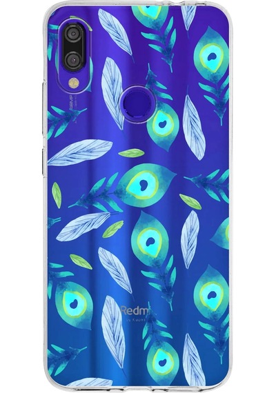 Xiaomi Redmi Note 7 Pro İle Uyumlu 1mm Slim Fit Nazar Boncuğu 3 Baskılı Şeffaf Kılıf Şeffaf