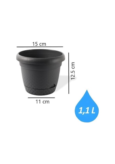 Omnipazar Krs Dekoratif İnci Bitki Çiçek Saksı Takımı 5'li Set Antrasit