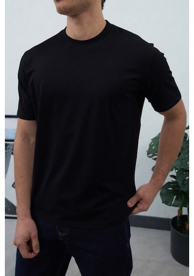Baselco Unisex Basic %100 Pamuk T-shirt - Sade Ve Şık Siyah