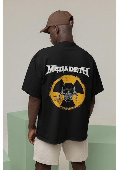 Müzik Grubu Megadeth Baskılı Unisex Oversize Rock Metal Tişört Siyah
