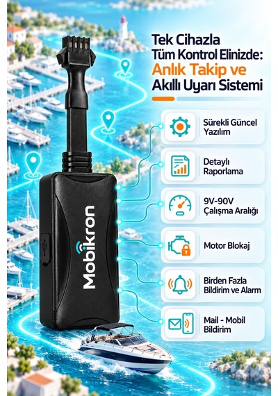 Mk-204-1 Sesli Bildirimli Tekne & Yat Takip Sistemi - 12 Ay Hatlı + Server Dahil Gps 2026 Seri