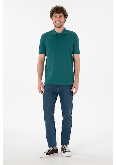 U.S. Polo Assn. Erkek Regular Fit Polo Yaka Koyu Yeşil Basic Tişört 50306007-VR101