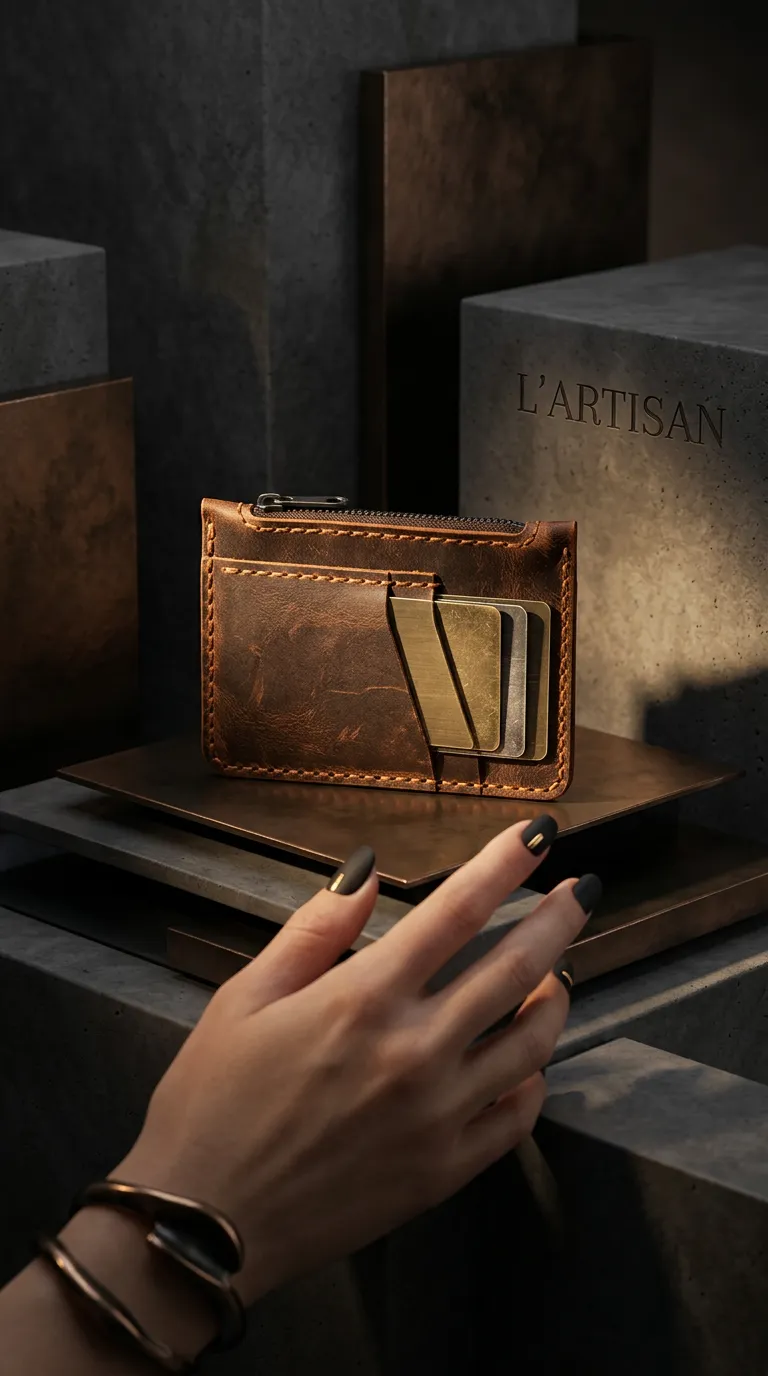 Natayleather %100 Hakiki Deri Taba / Vintage / Fermuarlı Mini Cüzdan İnce El Yapımı Unisex Kartlık 12 X 9 Cm