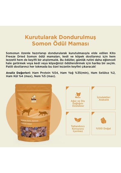 Kito Freeze Dried Somon Köpek Ödül Maması%100 Doğal, Glutensiz 30 Gr Dog Treat