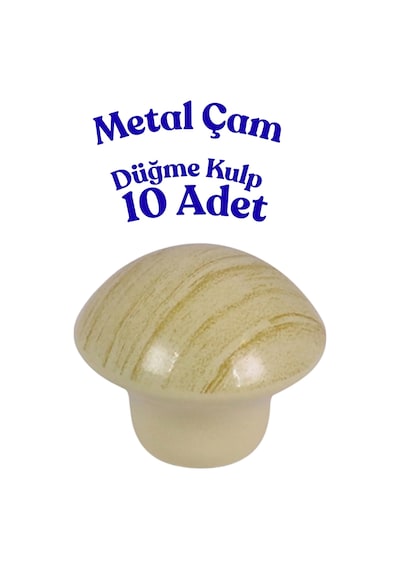 10 Adet Metal Yuvarlak Ahşap Desen Düğme Kulp - Çocuk Odası, Mutfak Dolap İçin Modern Çekmece Kulbu Çam Çam