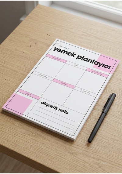 A4 Yemek Planlayıcı 50 Yaprak Pembe-beyaz Çok Renkli