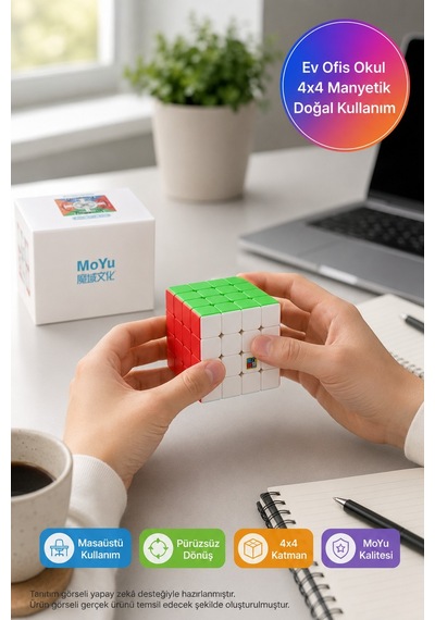 Moyu 4x4 Manyetik Zeka Küpü Rs4m Stickerless Speed Cube Mf8891 6,2x6,2x6,2 Cm