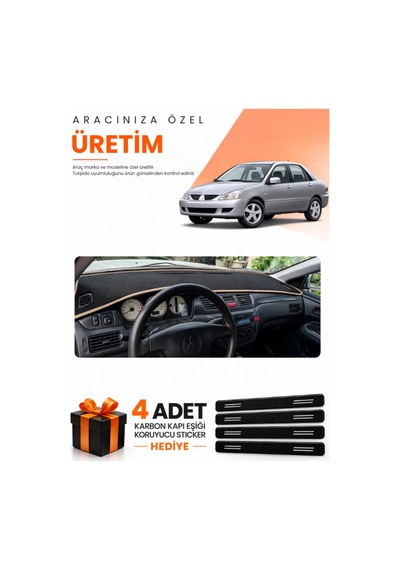 Mıtsubıshı Lancer 2003-2006 Uyumlu Torpido Koruma Örtüsü Oto Kılıfı - Siyah Bej