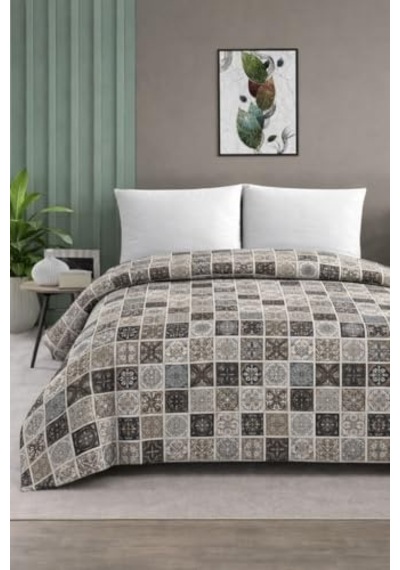 Mulberry Çift Kişilik Pike Yatak Örtüsü%100 Pamuk 220x230 Fayans Açık Indigo