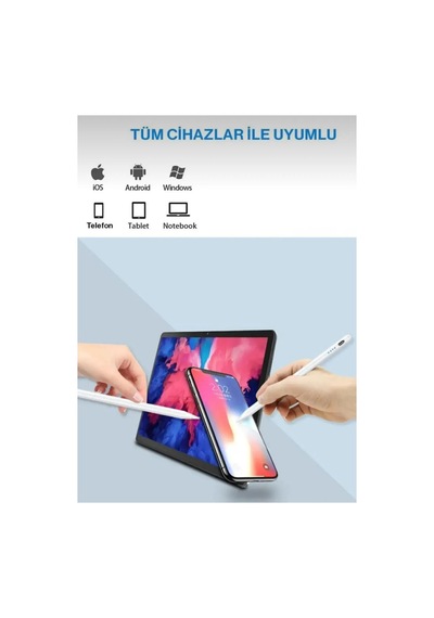 Dokunmatik Kalem Tüm Cihazlara Uyumlu Tablet Telefon Için Çizim & Yazı Kalemi Stylus Pen Beyaz - 686320039