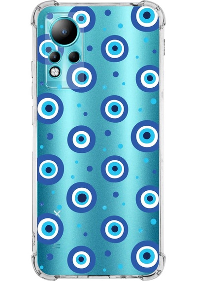Prinrify İnfinix Note 11 Uyumlu Nazar Boncuğu 1 Baskılı Şeffaf Köşe Korumalı Antişok Kılıf