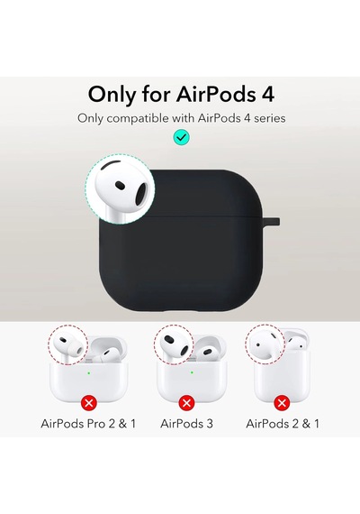 Caseonn Apple Uyumlu AirPods 4.nesil/anc Kılıf Askı Aparatlı Lansman Siyah