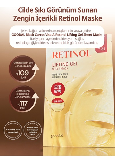 Goodal Black Carrot Vita-a Retinol Lifting Gel Sheet Mask - Siyah Havuç Özlü Retinol Yüz Maskesi