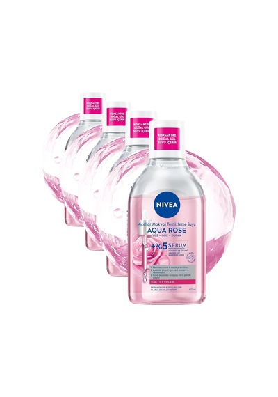 Tr Aqua Rose Gül Suyu Ve Serum İçeren Çift Fazlı Micellar Makyaj Temizleme Suyu 400ml,yüz Göz Dudak, Spf Filtrele